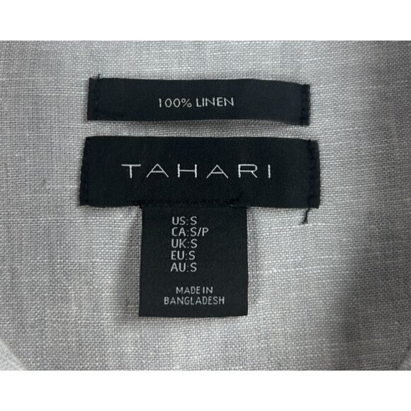 Tahari Womens 100% Linen Shirt Dress Women's Small Gray With Tie Waist - Picture 3 of 9